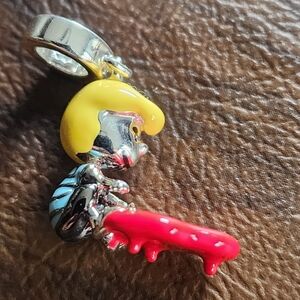 Silver and Yellow Charm with Red Accent